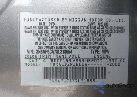 2025 Nissan Kicks Sv Fwd from USA, damaged, VIN 3N8AP6CA7SL318554